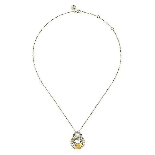 14K White and Yellow Gold Diamond Cut Drop Pendant Necklace Image 2 Koerbers Fine Jewelry Inc New Albany, IN