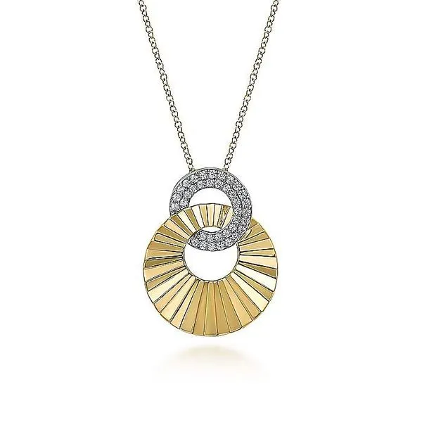14K White and Yellow Gold Diamond Cut Drop Pendant Necklace Koerbers Fine Jewelry Inc New Albany, IN