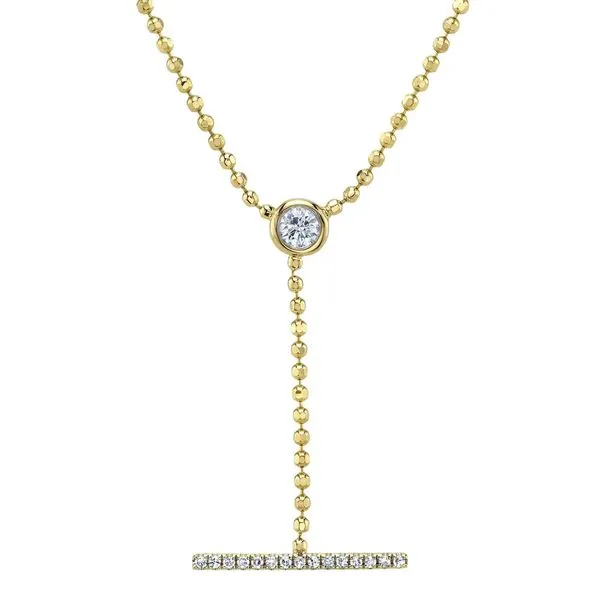 14K Yellow Gold Diamond Bezel Lariat Faceted Ball Chain Necklace Koerbers Fine Jewelry Inc New Albany, IN