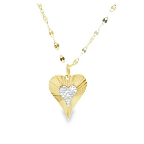 14K White and Yellow Gold Pave Heart Necklace Koerbers Fine Jewelry Inc New Albany, IN