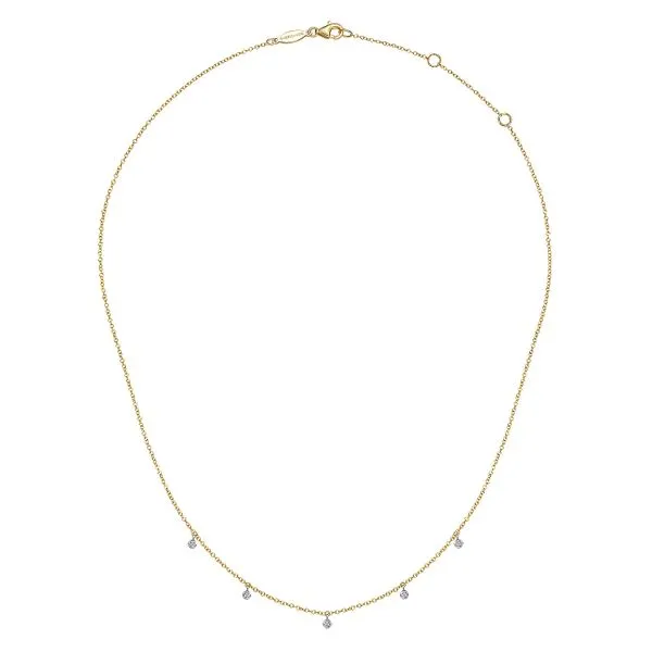14K Yellow and White Gold Diamond Stations Droplet Necklace Image 2 Koerbers Fine Jewelry Inc New Albany, IN