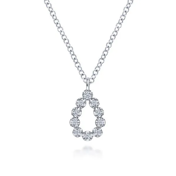 14K White Gold Diamond Teardrop Pendant Necklace Koerbers Fine Jewelry Inc New Albany, IN