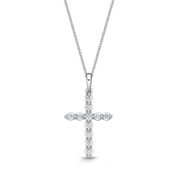18K White Gold Diamond Cross Necklace Koerbers Fine Jewelry Inc New Albany, IN