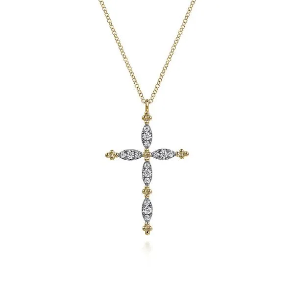 14K Yellow Gold Bujukan Diamond Cross Pendant Necklace Koerbers Fine Jewelry Inc New Albany, IN