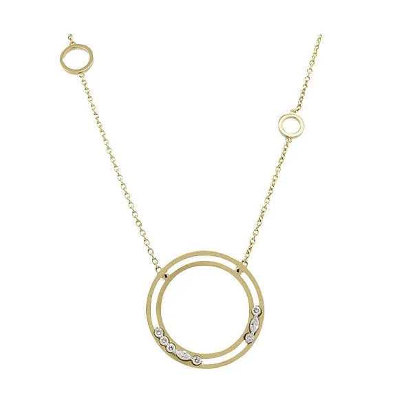 14K Two Tone Yellow and White Gold Circular Diamond Pendant Koerbers Fine Jewelry Inc New Albany, IN