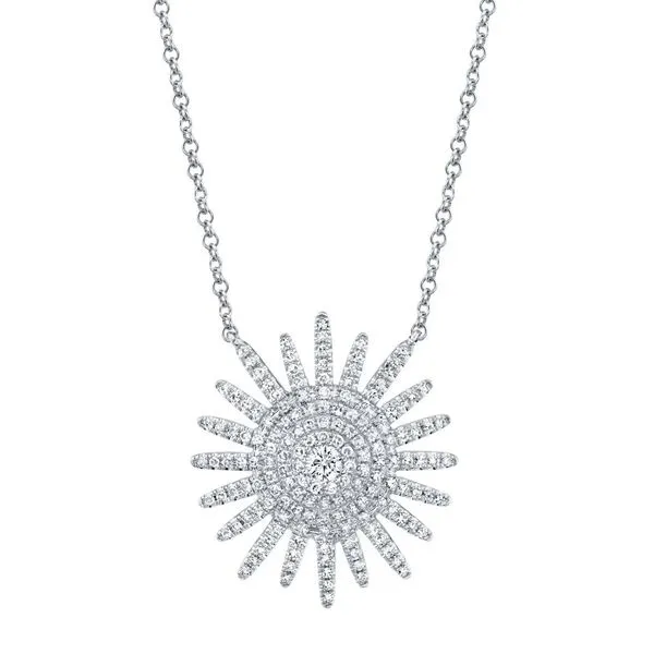 14K White Gold Diamond Starburst Necklace Koerbers Fine Jewelry Inc New Albany, IN