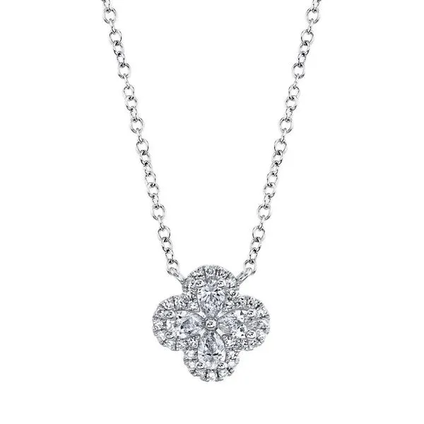 14K White Gold Diamond Clover Necklace Koerbers Fine Jewelry Inc New Albany, IN