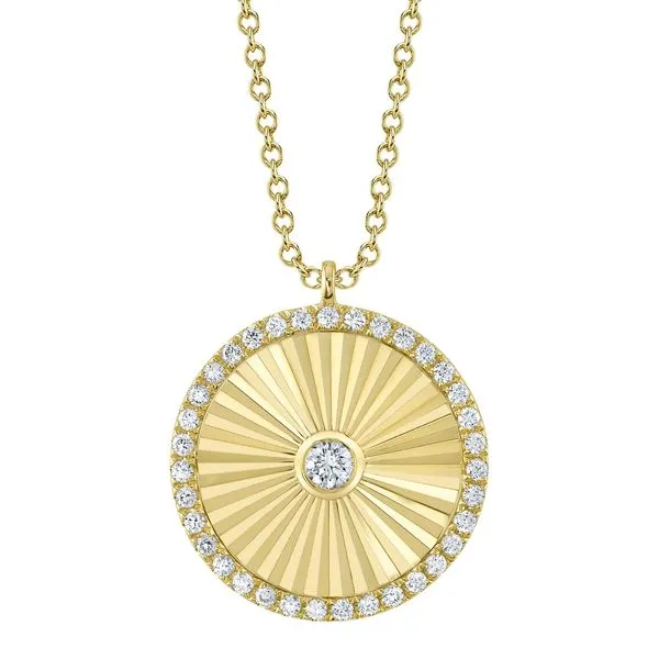 14K Yellow Gold Diamond Ribbed Circle Necklace Koerbers Fine Jewelry Inc New Albany, IN