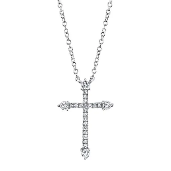 14K White Gold Diamond Cross Necklace Koerbers Fine Jewelry Inc New Albany, IN
