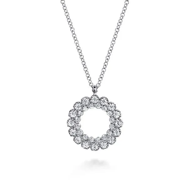14K White Gold Diamond Circle Pendant Necklace Koerbers Fine Jewelry Inc New Albany, IN