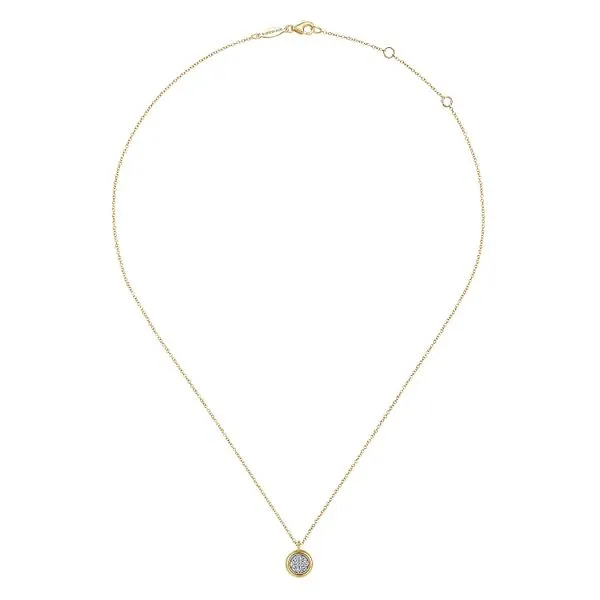 14K Yellow and White Gold Pave Diamond Cluster Pendant Necklace Image 2 Koerbers Fine Jewelry Inc New Albany, IN