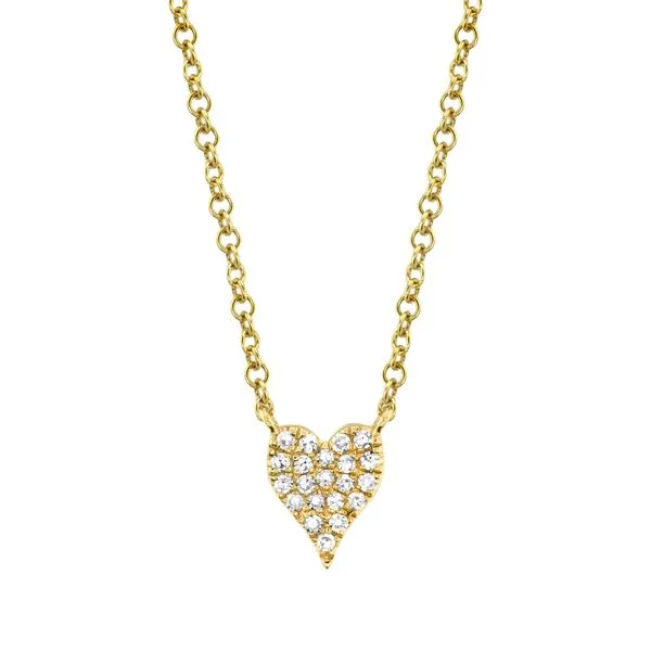 14K Yellow Gold Small Pave Heart Necklace Koerbers Fine Jewelry Inc New Albany, IN