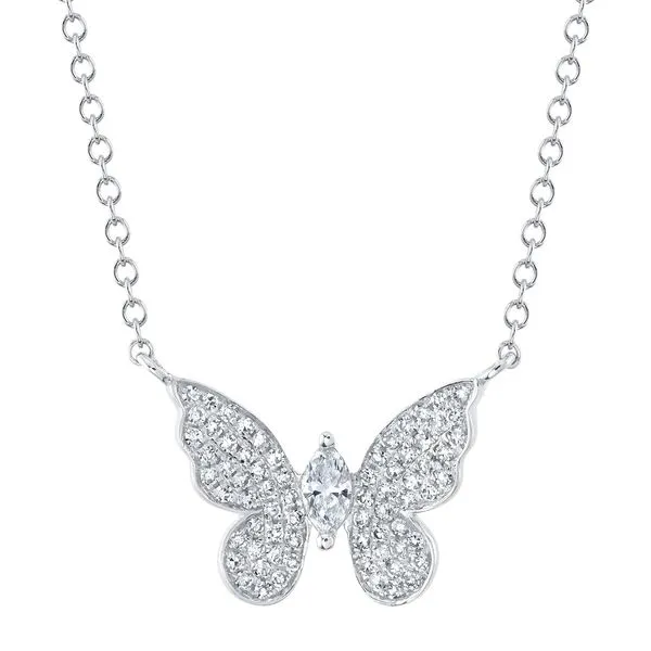 14K White Gold Diamond Butterfly Necklace Koerbers Fine Jewelry Inc New Albany, IN