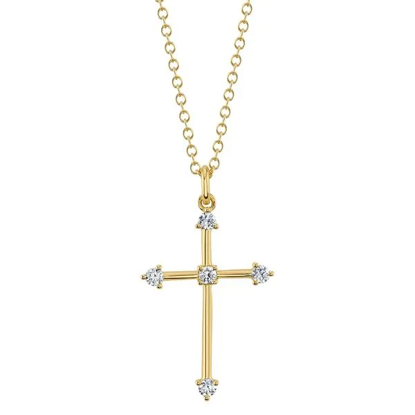 14K Yellow Gold Diamond Cross Necklace Koerbers Fine Jewelry Inc New Albany, IN
