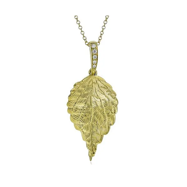 18K Yellow Gold Diamond Leaf Necklace Koerbers Fine Jewelry Inc New Albany, IN