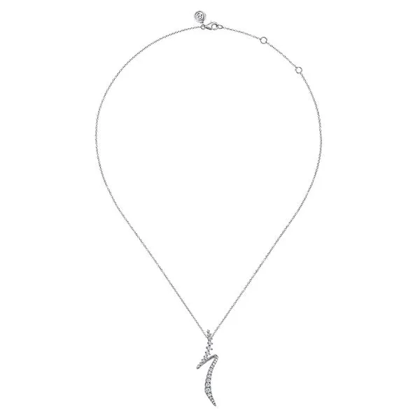 14K White Gold Graduating Diamond Bypass Pendant Necklace Image 2 Koerbers Fine Jewelry Inc New Albany, IN