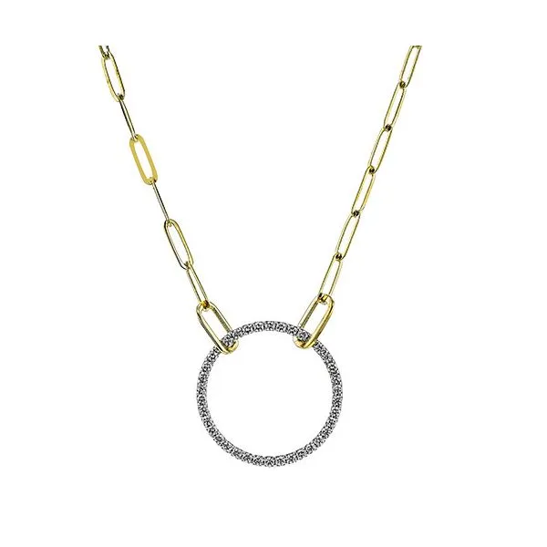 18K 2-Tone White and Yellow Gold Diamond Circle Necklace Koerbers Fine Jewelry Inc New Albany, IN