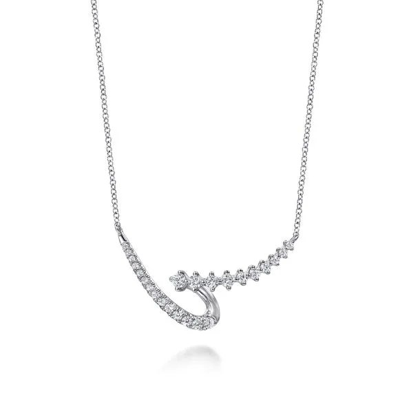 14K White Gold Diamond Swirled Spike Bar Necklace Koerbers Fine Jewelry Inc New Albany, IN