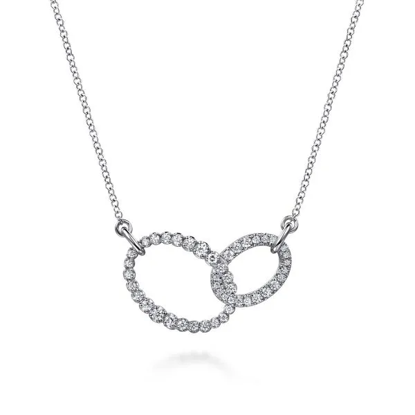 14K White Gold Diamond Interlocking Oval Link Diamond Necklace Koerbers Fine Jewelry Inc New Albany, IN