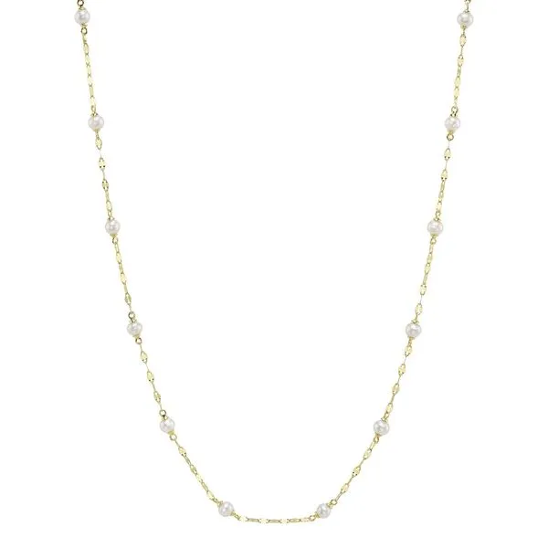 14K Yellow Gold Cultured Pearl Sparkle Chain Necklace Koerbers Fine Jewelry Inc New Albany, IN