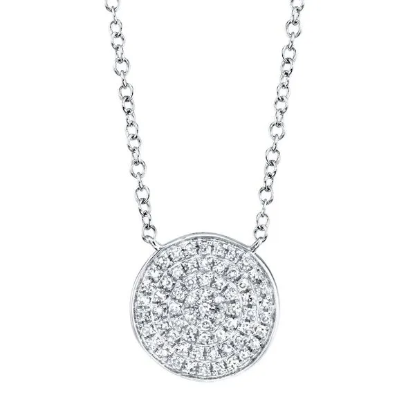 14K White Gold Diamond Diamond Pave Circle Necklace 0.15 CTW Koerbers Fine Jewelry Inc New Albany, IN