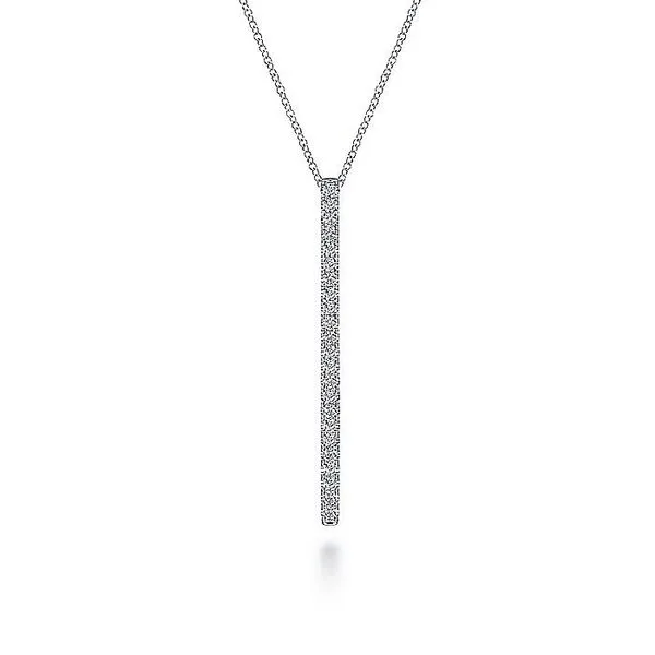 14K White Gold Diamond Bar Pendant Necklace Koerbers Fine Jewelry Inc New Albany, IN