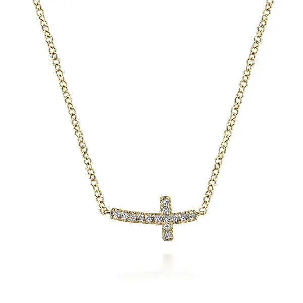 14K Yellow Gold Diamond Sideways Cross Necklace Koerbers Fine Jewelry Inc New Albany, IN
