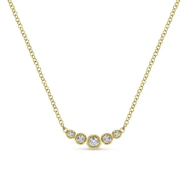 14K Yellow Gold Curved Round Diamond Bar Fashion Necklace Koerbers Fine Jewelry Inc New Albany, IN