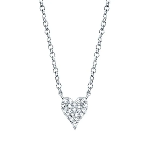 14K White Gold Small Pave Heart Necklace Koerbers Fine Jewelry Inc New Albany, IN