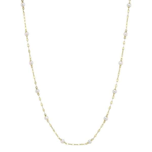 14K Yellow Gold Cultured Pearl Sparkle Chain Necklace Koerbers Fine Jewelry Inc New Albany, IN