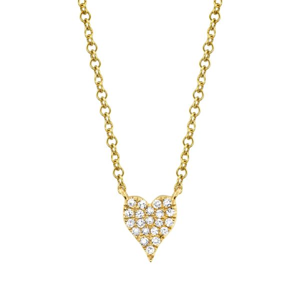 14K Yellow Gold Small Pave Heart Necklace Koerbers Fine Jewelry Inc New Albany, IN
