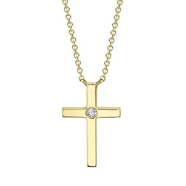 14K Yellow Gold Diamond Bezel Cross Necklace Koerbers Fine Jewelry Inc New Albany, IN