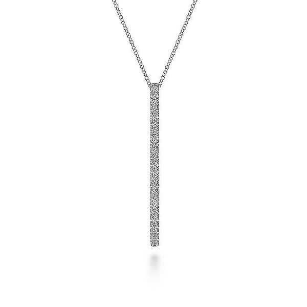 14K White Gold Diamond Bar Pendant Necklace Koerbers Fine Jewelry Inc New Albany, IN