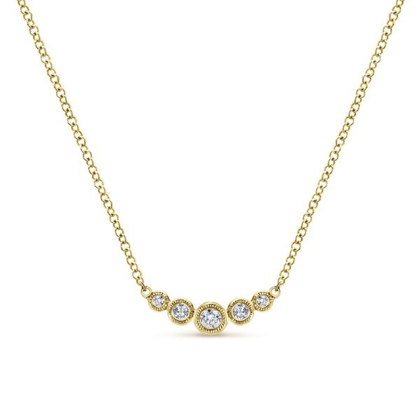 14K Yellow Gold Curved Round Diamond Bar Fashion Necklace Koerbers Fine Jewelry Inc New Albany, IN