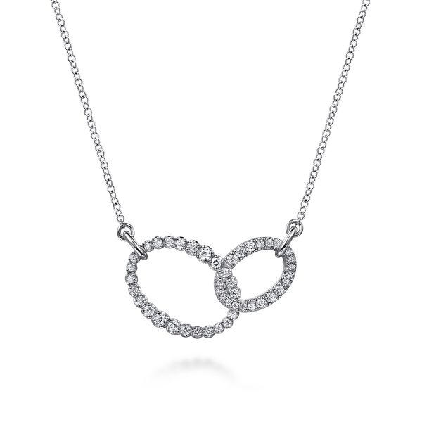 14K White Gold Diamond Interlocking Oval Link Diamond Necklace Koerbers Fine Jewelry Inc New Albany, IN