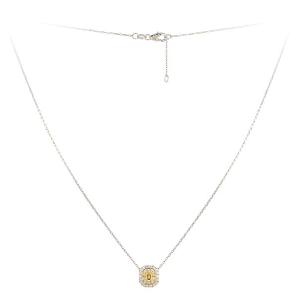 18K 2-Tone White and Yellow Gold Yellow Diamond Halo Necklace 0.5 CTW Image 2 Koerbers Fine Jewelry Inc New Albany, IN