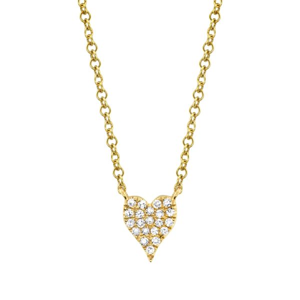 14K Yellow Gold Small Pave Heart Necklace Koerbers Fine Jewelry Inc New Albany, IN