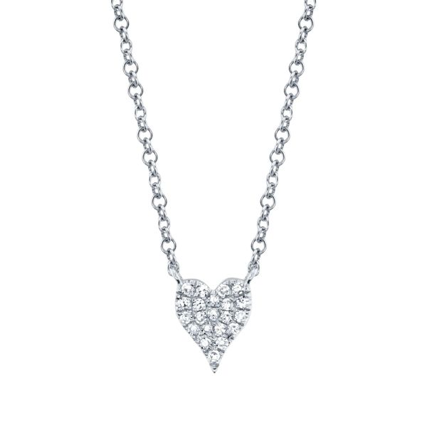 14K White Gold Small Pave Heart Necklace Koerbers Fine Jewelry Inc New Albany, IN