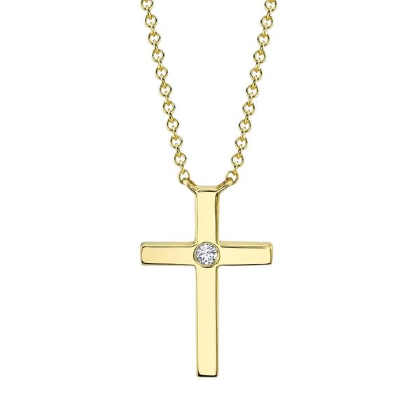 14K Yellow Gold Diamond Bezel Cross Necklace Koerbers Fine Jewelry Inc New Albany, IN