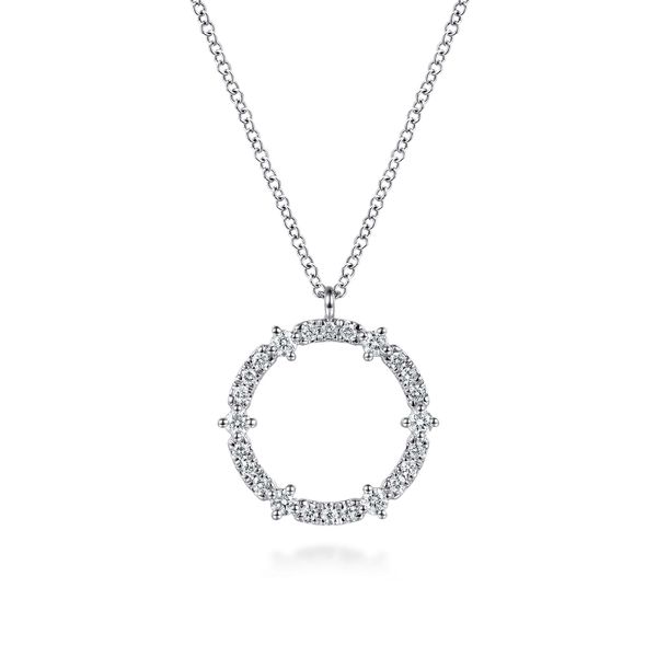 14K White Gold Diamond Circle Pendant Necklace Koerbers Fine Jewelry Inc New Albany, IN