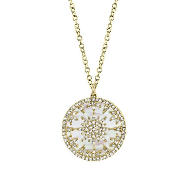 14K Yellow Gold Mother of Pearl and Diamond Pendant Necklace 3.2 CTW Koerbers Fine Jewelry Inc New Albany, IN