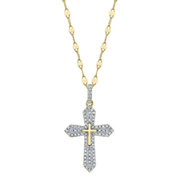 14K Yellow Gold Diamond Pave Cross Necklace 0.17 CTW Koerbers Fine Jewelry Inc New Albany, IN