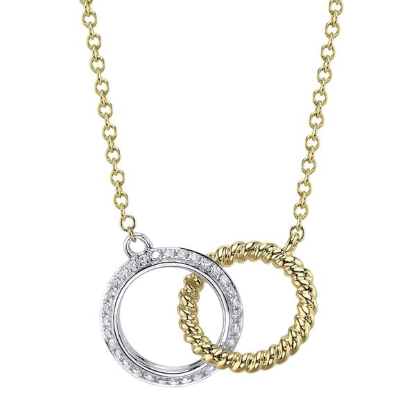 14K 2-Tone White and Yellow Gold Diamond Double Circle Necklace Koerbers Fine Jewelry Inc New Albany, IN
