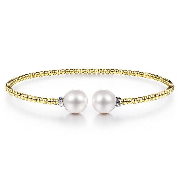 Lady's 14k Yellow Gold Cultured Pearl Open Bangle Koerbers Fine Jewelry Inc New Albany, IN