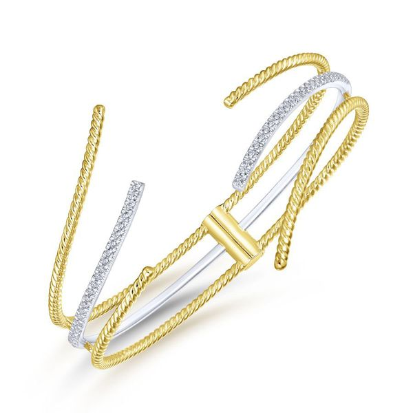 14K Yellow and White Gold Diamond Fashion Bangle Image 2 Koerbers Fine Jewelry Inc New Albany, IN