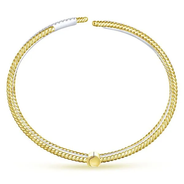 14K Yellow and White Gold Diamond Fashion Bangle Image 3 Koerbers Fine Jewelry Inc New Albany, IN