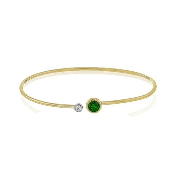 18K 2-Tone White and Yellow Gold Emerald and Diamond Bangle Bracelet Koerbers Fine Jewelry Inc New Albany, IN