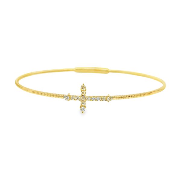 14K Yellow Gold Flexible Diamond Cross Bangle Koerbers Fine Jewelry Inc New Albany, IN