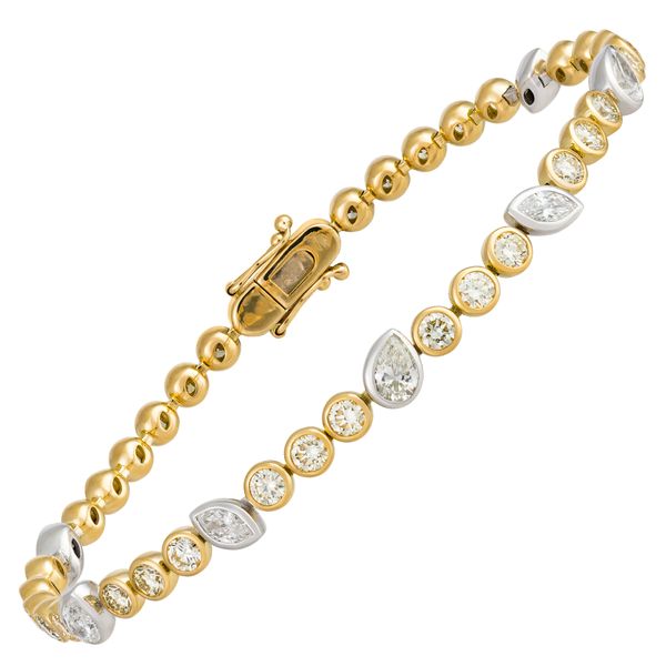 18K 2-Tone White and Yellow Gold Diamond Tennis Bracelet Koerbers Fine Jewelry Inc New Albany, IN