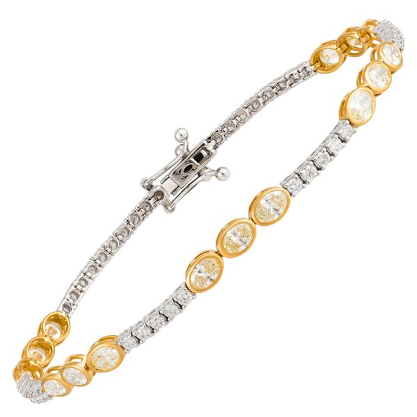 18K 2-Tone White and Yellow Gold Diamond Tennis Bracelet Koerbers Fine Jewelry Inc New Albany, IN